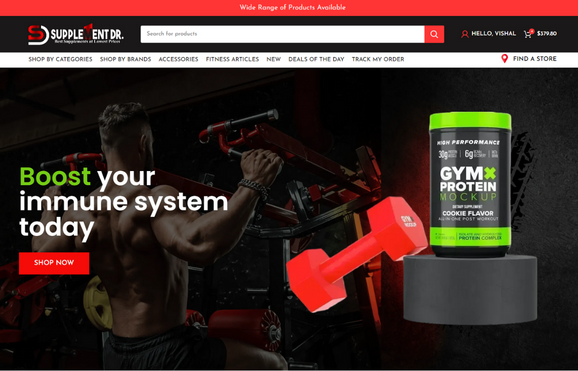 Gym product ecommerce website